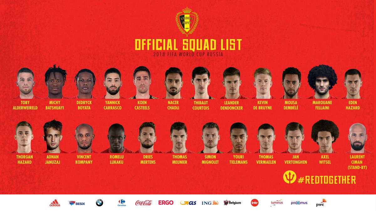 La liste des 23 de la Belgique pour le Mondial